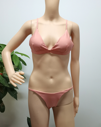 Women Solid Color Sexy Bikini Sets