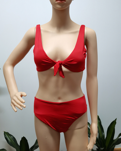 Women Red Solid Color Sexy Bikini Sets