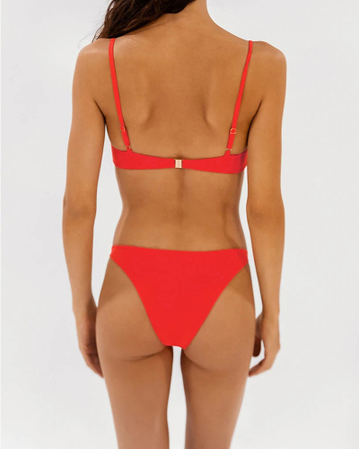 New Swimsuit Women Solid Color Strap Sexy Two-piece Swimsuit S-L