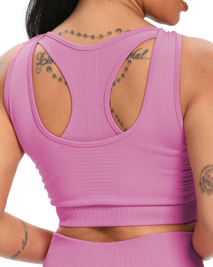 Sports Fitness Slim Sexy Seamless Yoga Tank Top Cutout Yoga Pants Set Bra S-XL