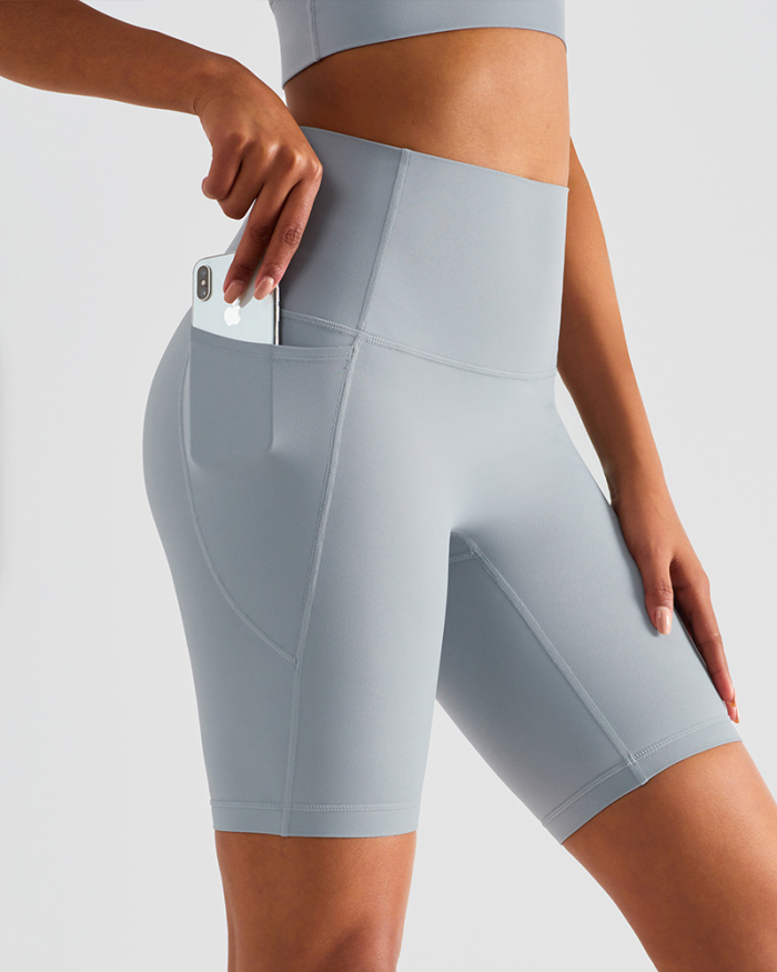 Leggings Ultra High Waist Pocket Yoga Pants Shorts Solid Color 4-10