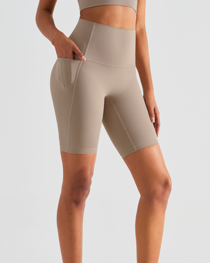 Leggings Ultra High Waist Pocket Yoga Pants Shorts Solid Color 4-10