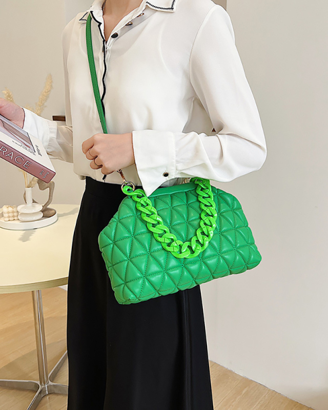 Women's Embroidered Thread Bag bag New Fashion All-match Rhombus Chain Shoulder Messenger Simple Clip Small Square Bag