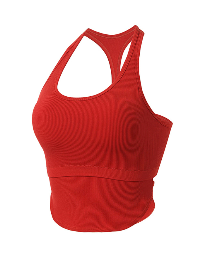Yoga Seamless Racerback Sports One-piece Vest Female Running Training Cross-Beauty Back Breathable Fitness Top S-L