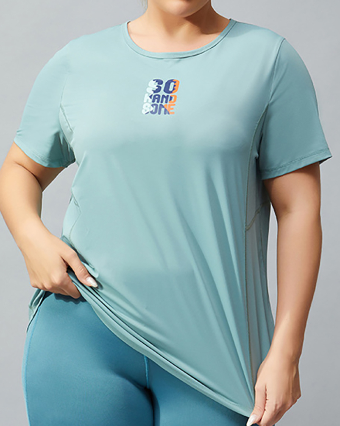 Woman Short Sleeve Mesh Breathable Quick-drying Sports Top Plus Size Yoga T Shirts White Blue XL-4XL