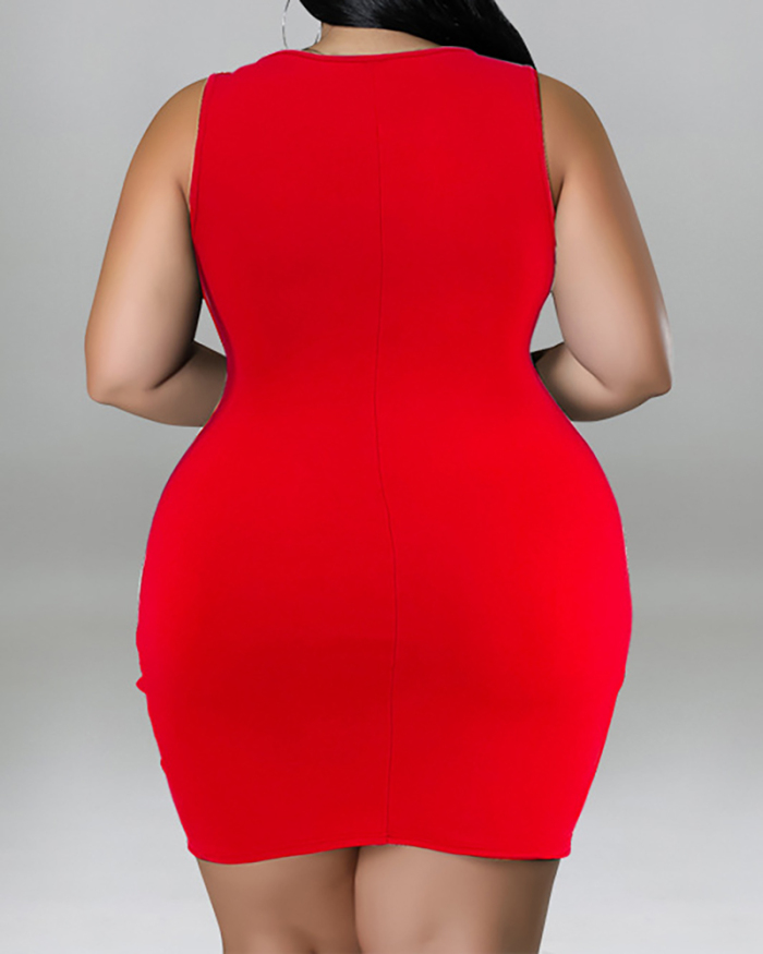Women Sleeveless Colorblock New Summer Elegant Office Lady Plus Size Dresses Black Red Green Blue Purple Gold XL-5XL