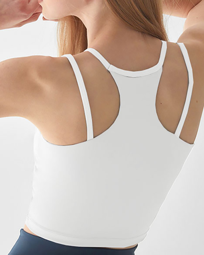 Women Strap Padded Yoga Vest Workout Sport Wear Crop Top Running Sport Tank Bra S-L