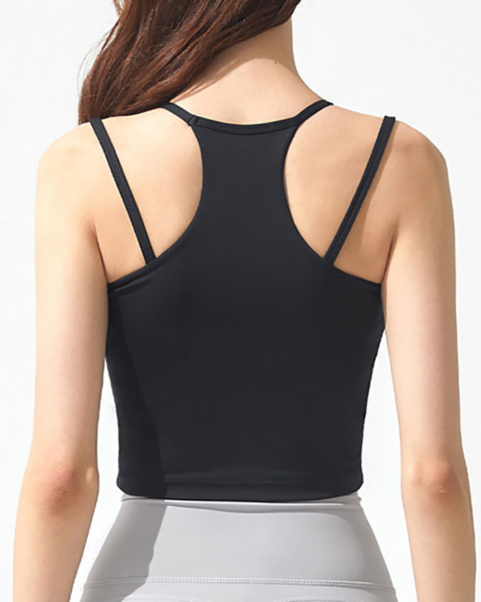 Women Strap Padded Yoga Vest Workout Sport Wear Crop Top Running Sport Tank Bra S-L