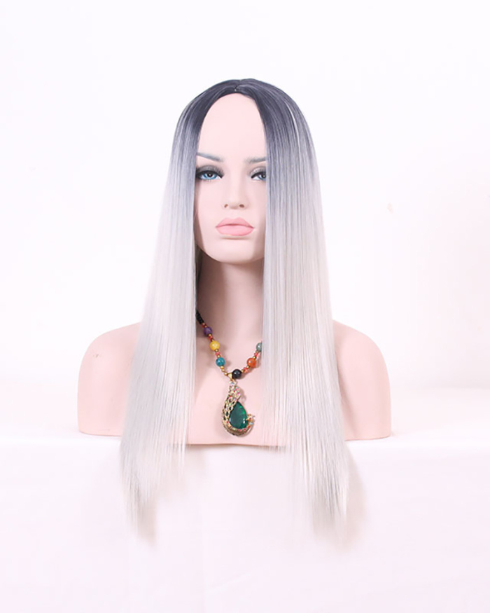 29inch wigs with Long Hair Simulation Scalp Dyeing Gradient Long Straight Hair Wig