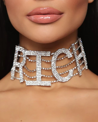 Rich Choker Women Letter Choker Necklace