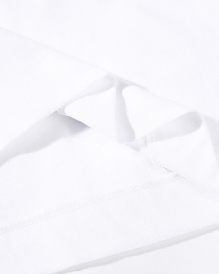 Women Short Sleeve Printed T-shirt White Gray Black S-XL