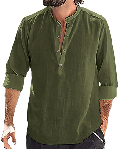 Men's T-shirt New Casual Fashion Shirt Long Sleeve Cotton Linen Shirt Man Blouse Shirts