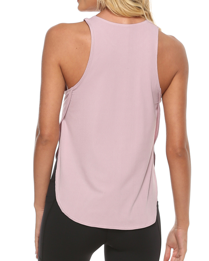 Solid Color Sleeveless Loose Sport Yoga Tops Vest Black White Pink Green Orange Purple S-XL