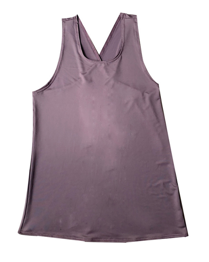 Solid Color Sleeveless Featherweight Milk Silk Criss Back Yoga Tank Tops S-XL