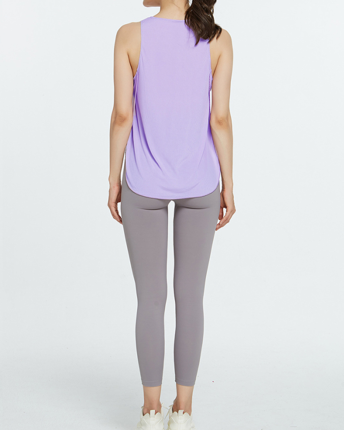 Solid Color Sleeveless Loose Sport Yoga Tops Vest Black White Pink Green Orange Purple S-XL