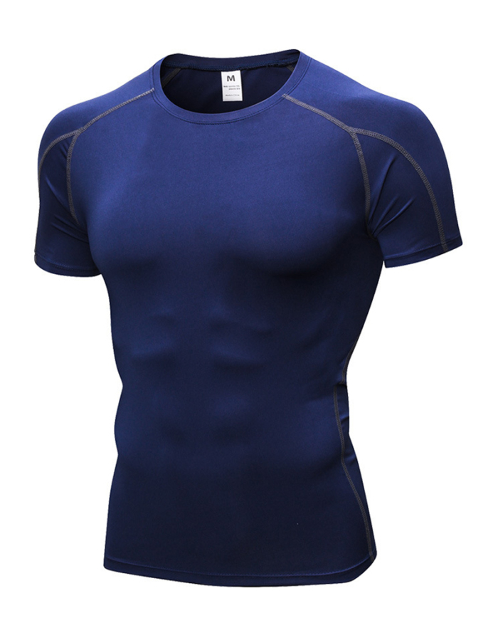Tight Short-sleeved Multi-color optional Fitness Sports Running Training Clothes Elastic Quick-Drying T-shirt S-2XL