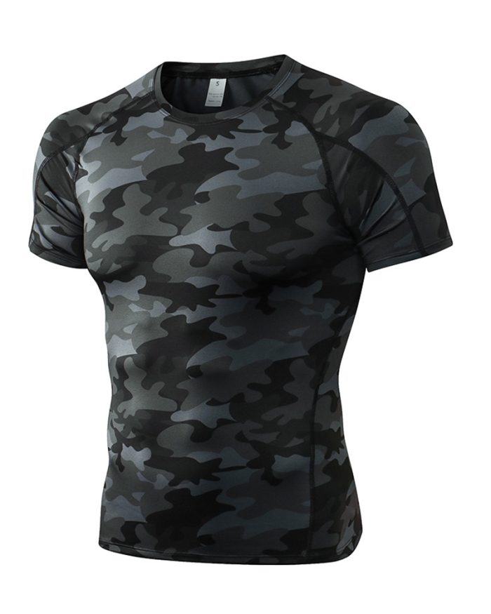 Tight Short-sleeved Multi-color optional Fitness Sports Running Training Clothes Elastic Quick-Drying T-shirt S-2XL