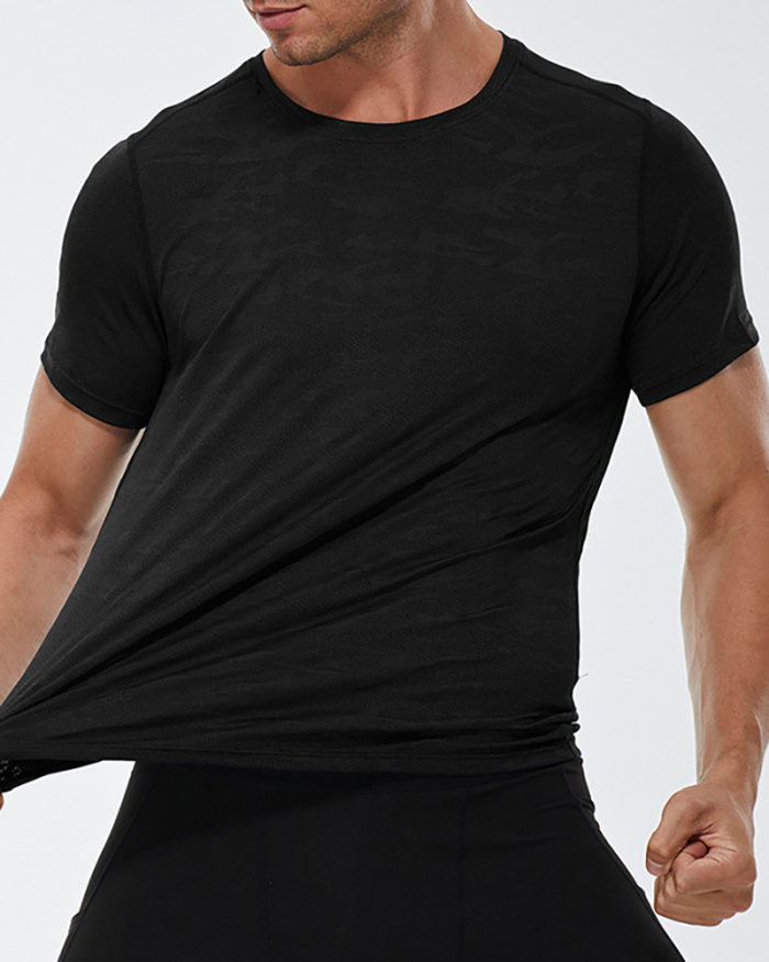 Men's Sports Short-sleeved Loose Casual Sweat-wicking Fitness Clothes Running Training High-elastic Quick-Drying T-shirt Top S-2XL