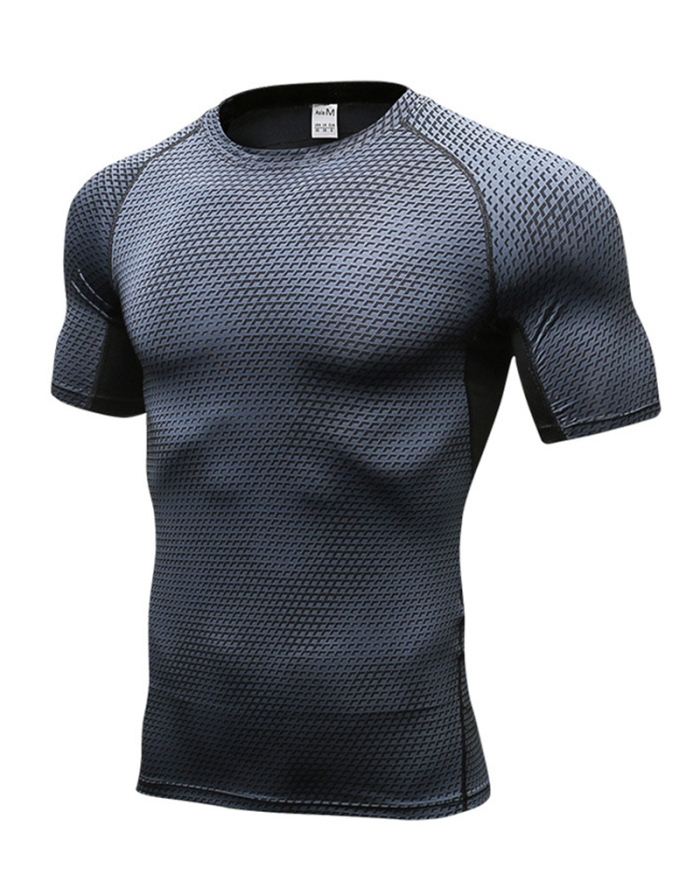 Men's 3D Printed Fashion Short Sleeve Running Train Tight Quick Dry T-shirt S-2XL