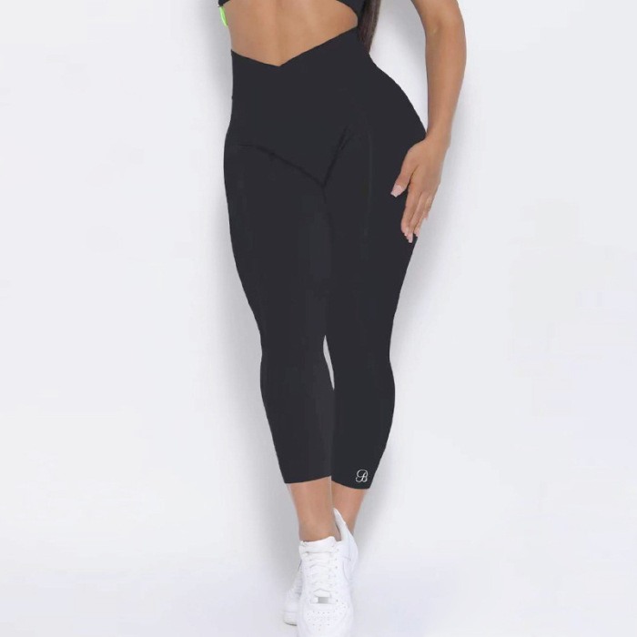 Seamless Yoga  Set Sling Fitness Hip Lifting Pants Yoga Tight Sports Short Sleeves S-L