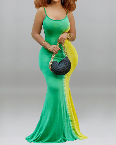 Women Colorblock Strap Fashion Plus Size Dresses Red Gray Green Blue S-5XL