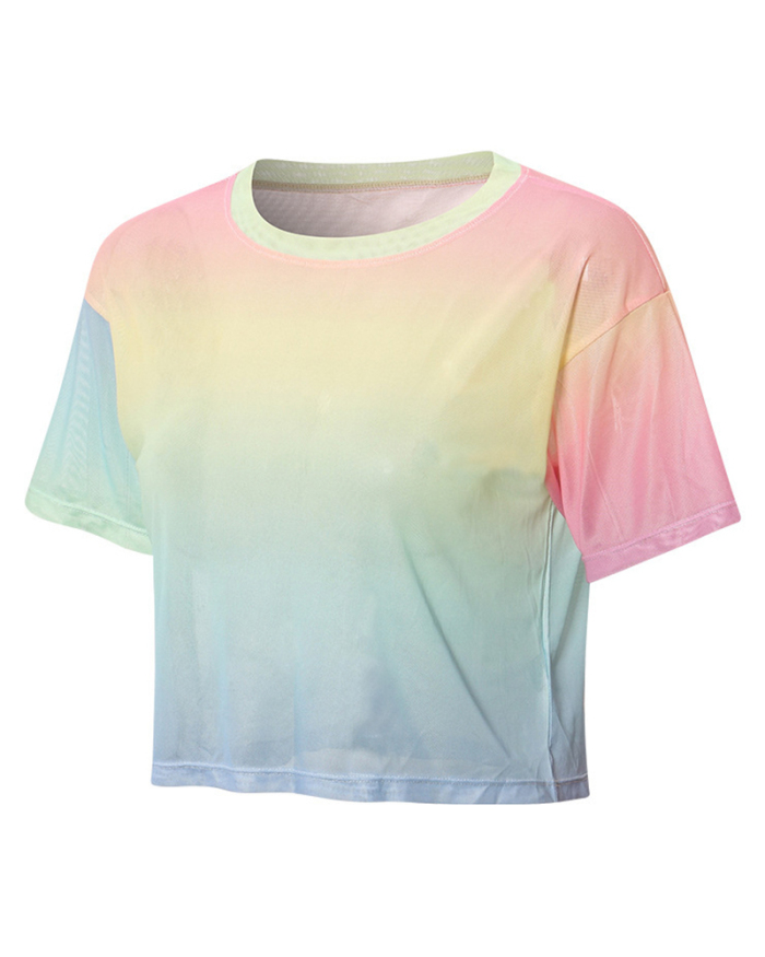 Ladies Running Shirt Short Sleeve Quick-Drying Fitness Training Yoga Shirt S-XL