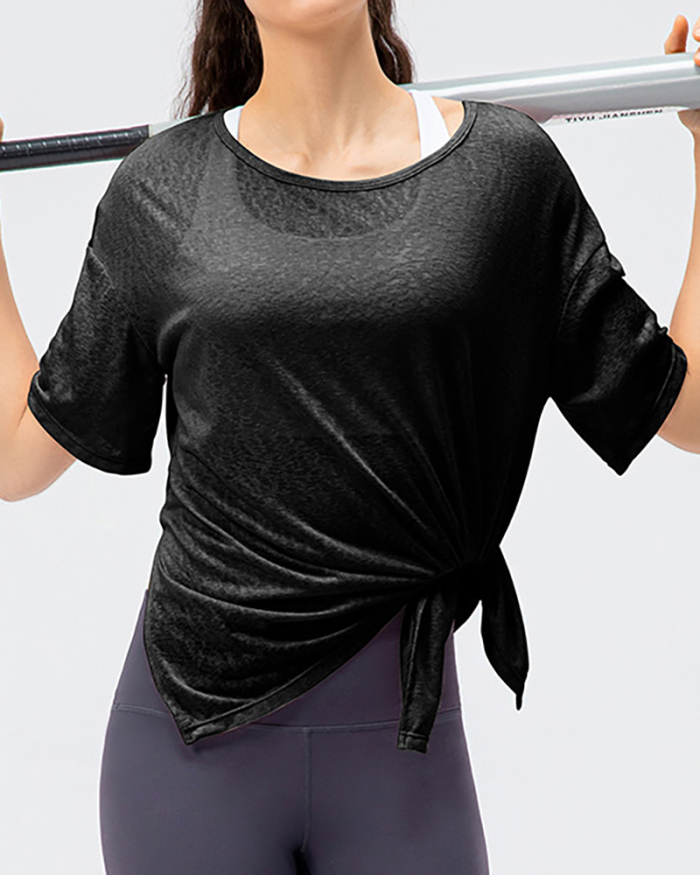 Women's Sports Blouse Light And Breathable Running Loose Short-Sleeved Split Quick-drying Yoga clothes Black White Pink Gray XS-2XL
