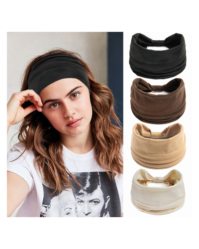 Headbands Black Knot Hair Band Elastic Turban Thick Head Wrap Stretch Fabric Cotton Head Bands Thick Fashion Hair Accessories for Women and Girls
