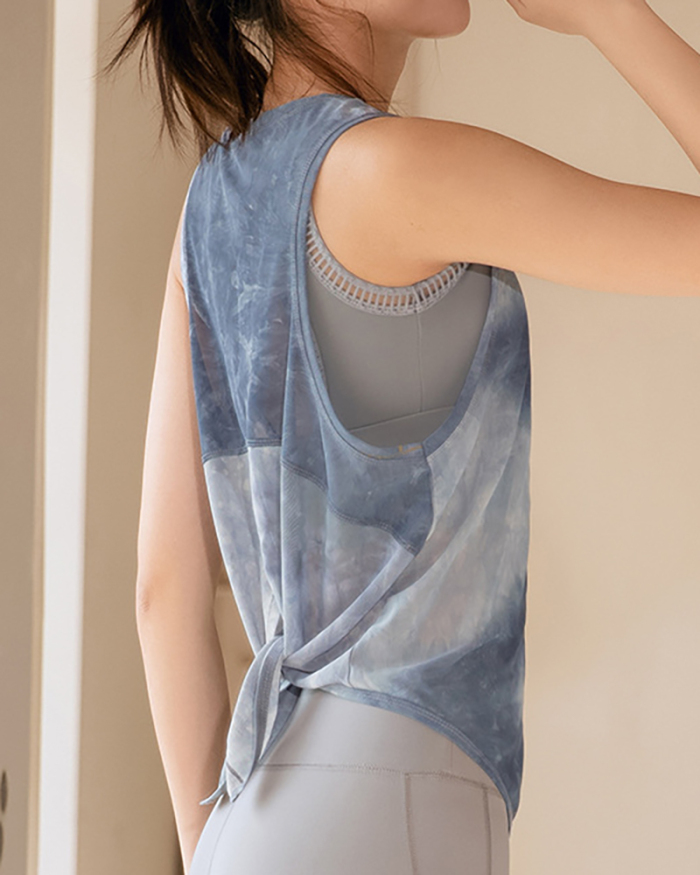 Tie Dye Sleeveless Women New Hot Sporty Yoga Vest Loose Style Tops S-XL