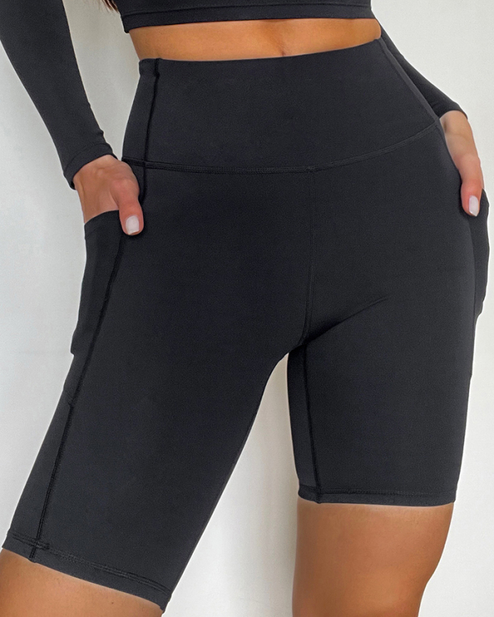 Women Summer New Bra Long-sleeved Shorts Trousers Yoga Suit Running Sports Shorts Four-piece Fitness Clothes