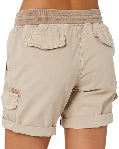 Women Solid Color High Waist Big Pocket Shorts S-2XL