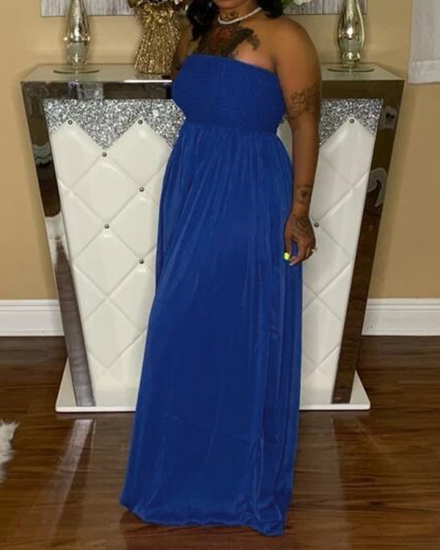 Strapless Solid Color Loose Style Women Jumpsuit S-XXL