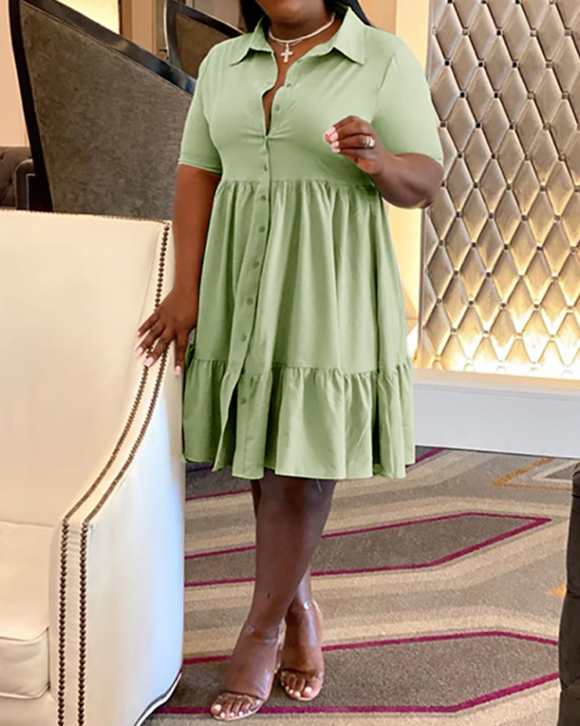 Plus Size Short Sleeve Women New Shirt Dress XL-5XL