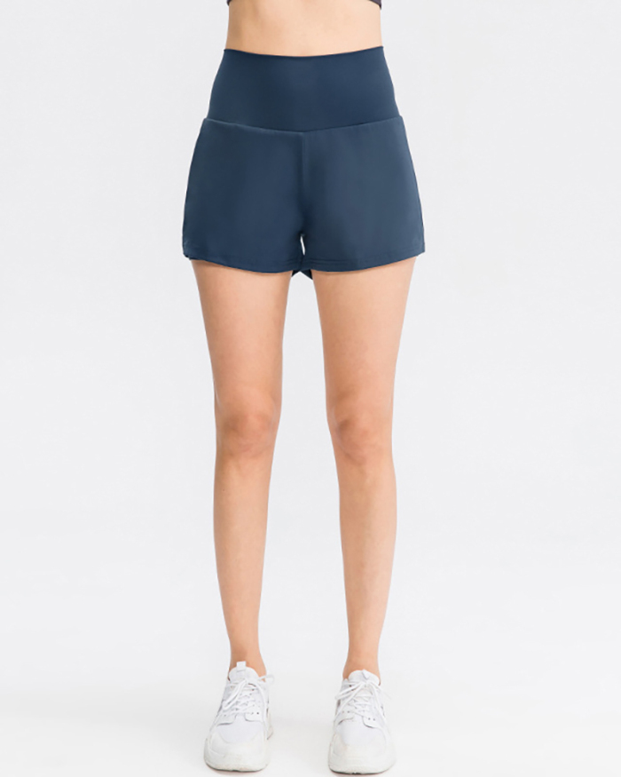 Women Pocket Running Sports Activewear Solid Color High Waist Yoga Tennis Shorts S-2XL