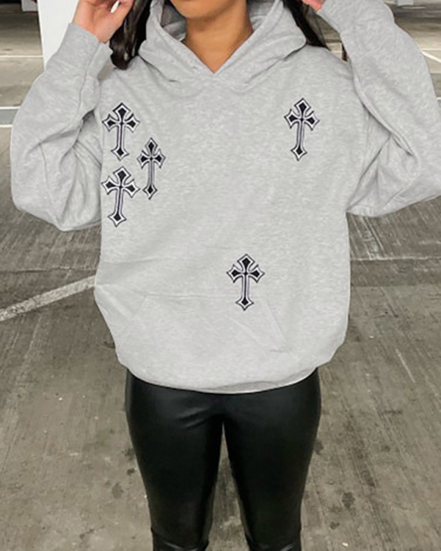 Long Sleeve Grey Women Hoodies S-L
