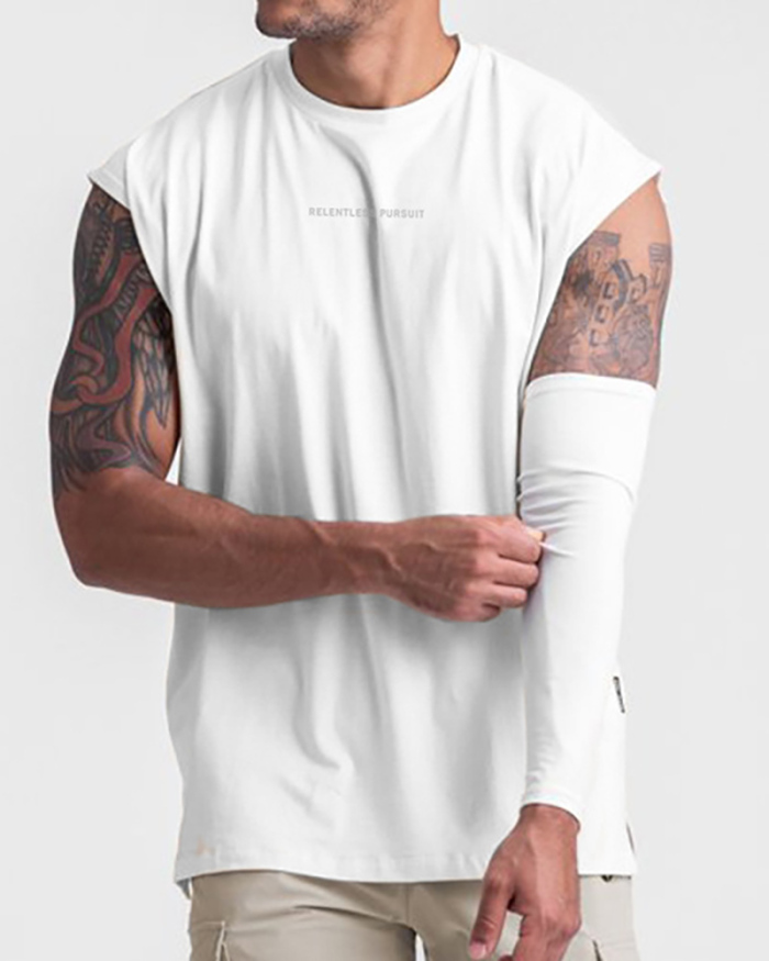 Fashion Loose Summer Sports Breathable Vest Men's T-shirt White Khaki Brown Black Green M-3XL
