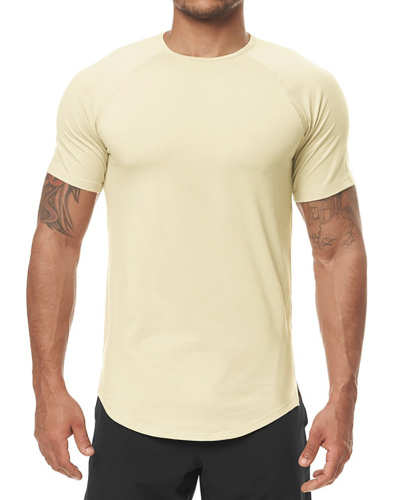 Hot Sale Short Sleeve Solid Color O-neck T-shirt Men's Top Black Brown Beige Deep Grey M-3XL