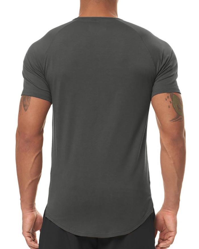Hot Sale Short Sleeve Solid Color O-neck T-shirt Men's Top Black Brown Beige Deep Grey M-3XL