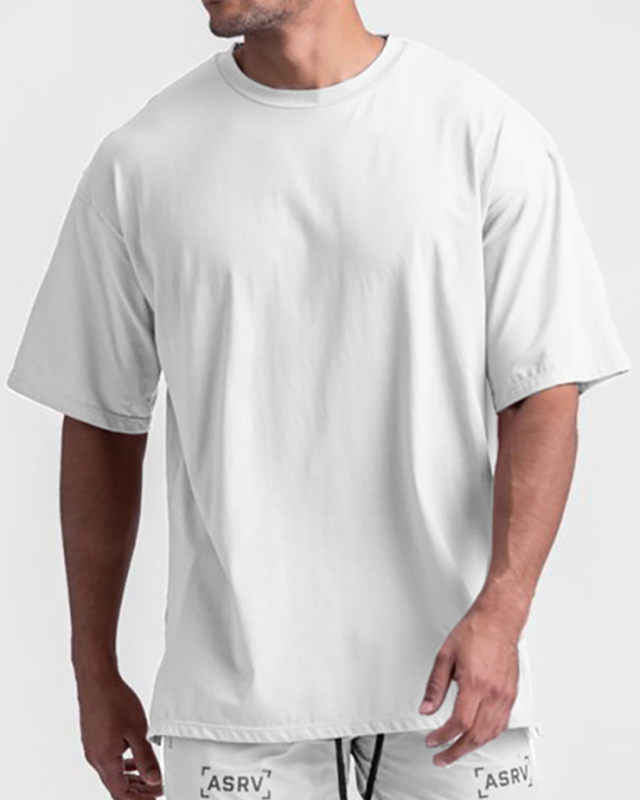 Summer Solid Color Short Sleeve Crew Neck Men's T-shirt White Khaki Brown Black Green M-3XL