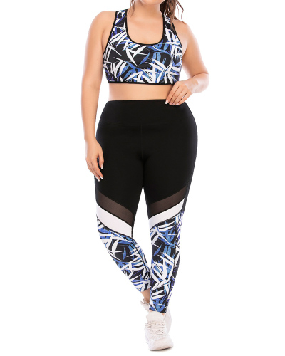 Plus Size Printed Women Yoga Set Active wear L-3XL