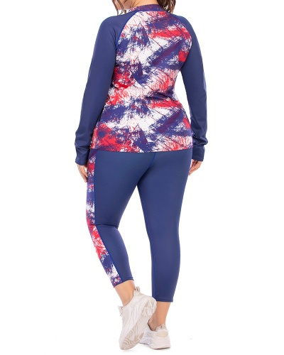 Wholesale Plus Size Printed Women Sporty Suit Yoga Set Active Wear L-3XL
