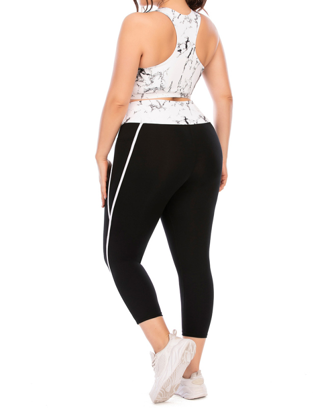 Women Marble Activewear Gym Fitness Plus Size Yoga L-3XL