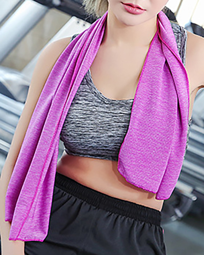 Quick-drying Sweat-absorbing Cool Feeling Sports Gym Solid Color Towel 100*30cm