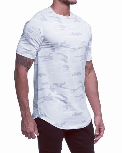 Hot Sale Short Sleeve Camo Printed Sports Running T-shirt White Grey Army Green Black M-3XL