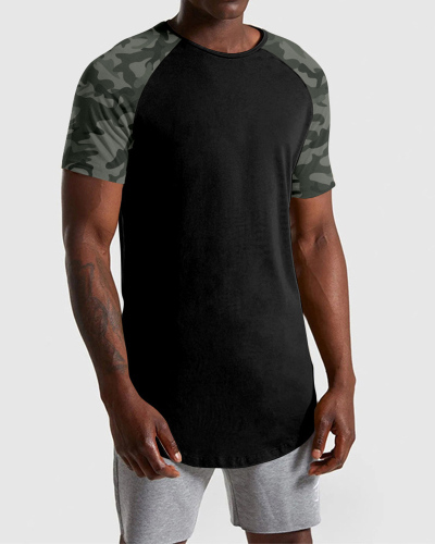Men's Moisture Wicking Sports Colorblock Cotton Spandex T-shirt S-2XL