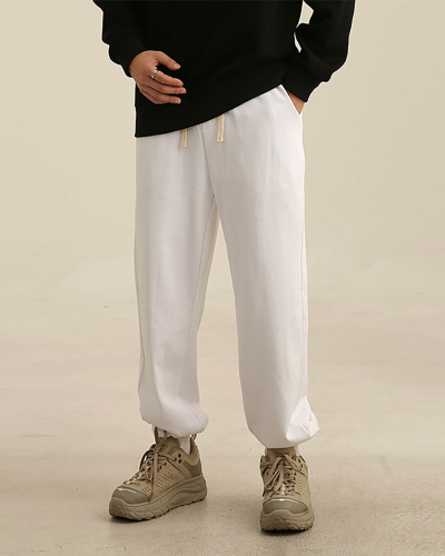 Fall Men's Trendy Sweatpants Loose Black Sweatpants Black Deep Grey White M-2XL