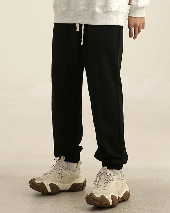 Fall Men's Trendy Sweatpants Loose Black Sweatpants Black Deep Grey White M-2XL