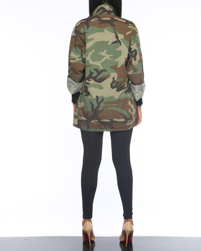 Hot Sale Women Casual Style Camouflage Long Coat Workwear Coat Camo S-3XL