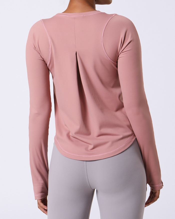 New Autumn Winter Yoga Long-Sleeved Sports Top Women's Loose Casual Fitness Clothes T-Shirt Sportswear Without Chest Pad S-XL