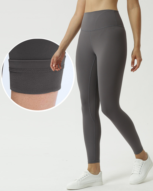 Women Autumn Winter New Leggings Fleece Lined Yoga High Waist Ninth Pants XS-XL